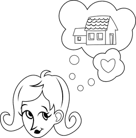 Dream house Housewife black and white clipart
