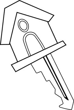 Dream house Key black and white clipart