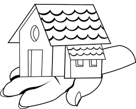 Dream house On Hand black and white clipart