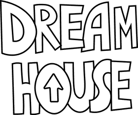Dream house black and white clipart