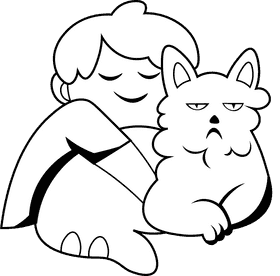 Hug Cat black and white clipart