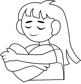 Hug Heart black and white clipart
