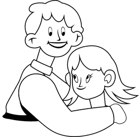 Hug Pair black and white clipart