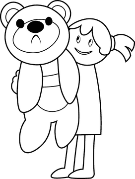 Hug Teddy Bear black and white clipart