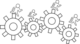 Team Building Gears black and white clipart