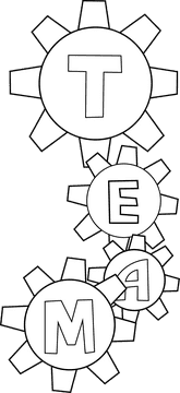 Team Building Gears black and white clipart