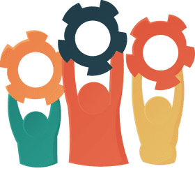 Team Building Humans with Gears clipart