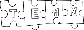 Team Building Puzzles black and white clipart