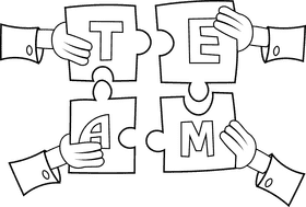 Team Building Puzzles black and white clipart