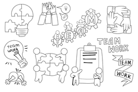 Team Work black and white vector