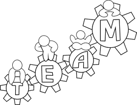 Team Work Gears black and white clipart