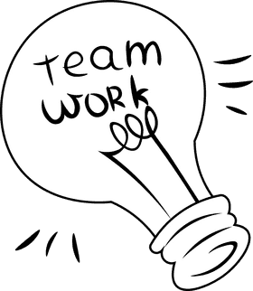 Team Work LightBulb black and white clipart