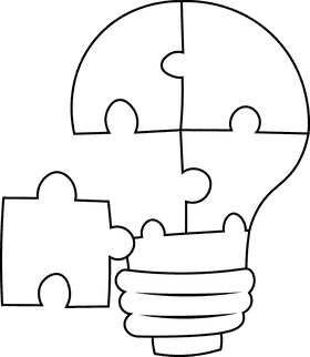 Team Work Light Bulb Puzzles black and white clipart