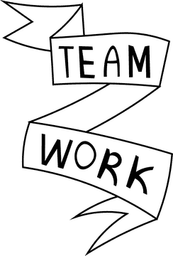 Team Work Ribbon black and white clipart