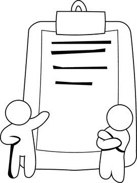 Team Work Task Board black and white clipart