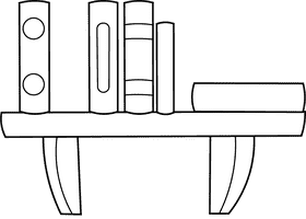 Bookshelf black and white clipart