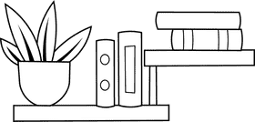 Bookshelf black and white clipart
