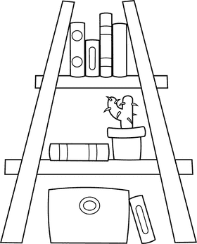 Bookshelf black and white clipart