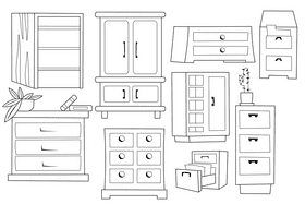 Cabinet black and white vector
