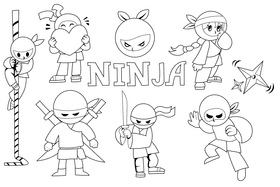 Ninja black and white vector