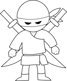 Ninja Dual Sword black and white clipart