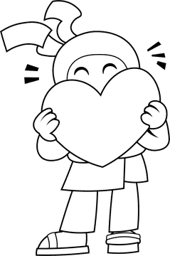Ninja Heart black and white clipart