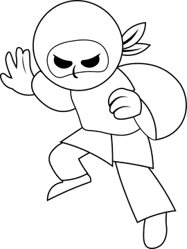 Ninja black and white clipart