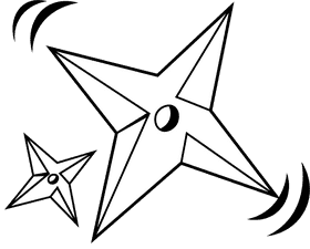 Ninja Shuriken black and white clipart