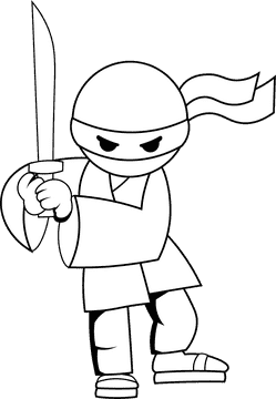 Ninja Sword black and white clipart
