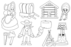 Pioneer day, pioneers set black and white vector