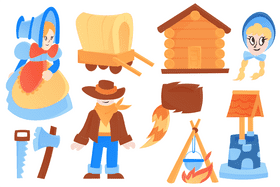 Pioneer day, pioneers set vector