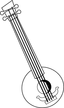 Redneck Banjo black and white clipart