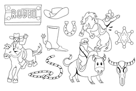 Rodeo black and white vector