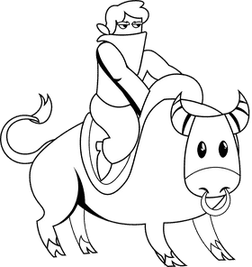 Rodeo Bull black and white clipart