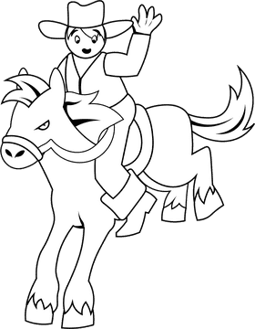 Rodeo Horse black and white clipart