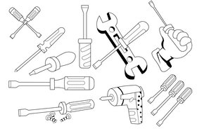 Screwdriver black and white vector