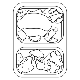 Keto Diet Cheesy Chicken and Rice meal black and white clipart