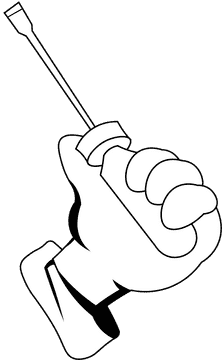 Screwdriver Hand black and white clipart