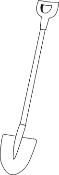Shovel Long black and white clipart