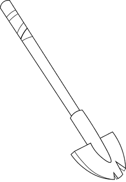 Shovel Long Damaged black and white clipart