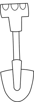 Short shovel black and white clipart