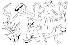 Sickle black and white vector