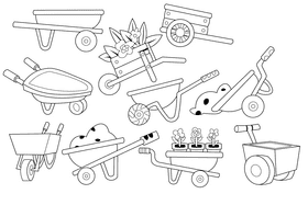 Wheelbarrow black and white vector