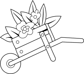 Wheelbarrow Flower black and white clipart