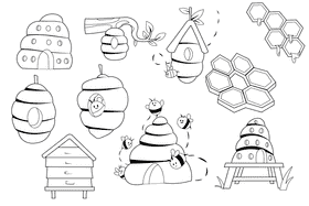 Beehive black and white vector