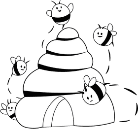 Beehive Hive Bees black and white clipart
