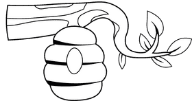 Beehive Hive Branch black and white clipart