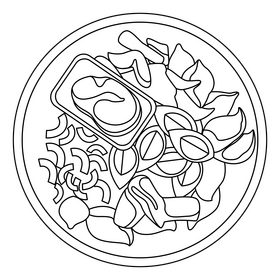 Keto Diet Shrimp Artichoke salad black and white clipart