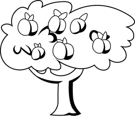 Fruit Tree Peach black and white clipart