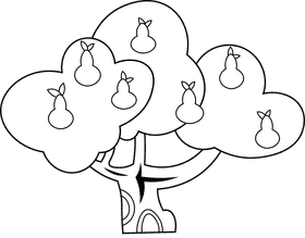 Fruit Tree Pear black and white clipart